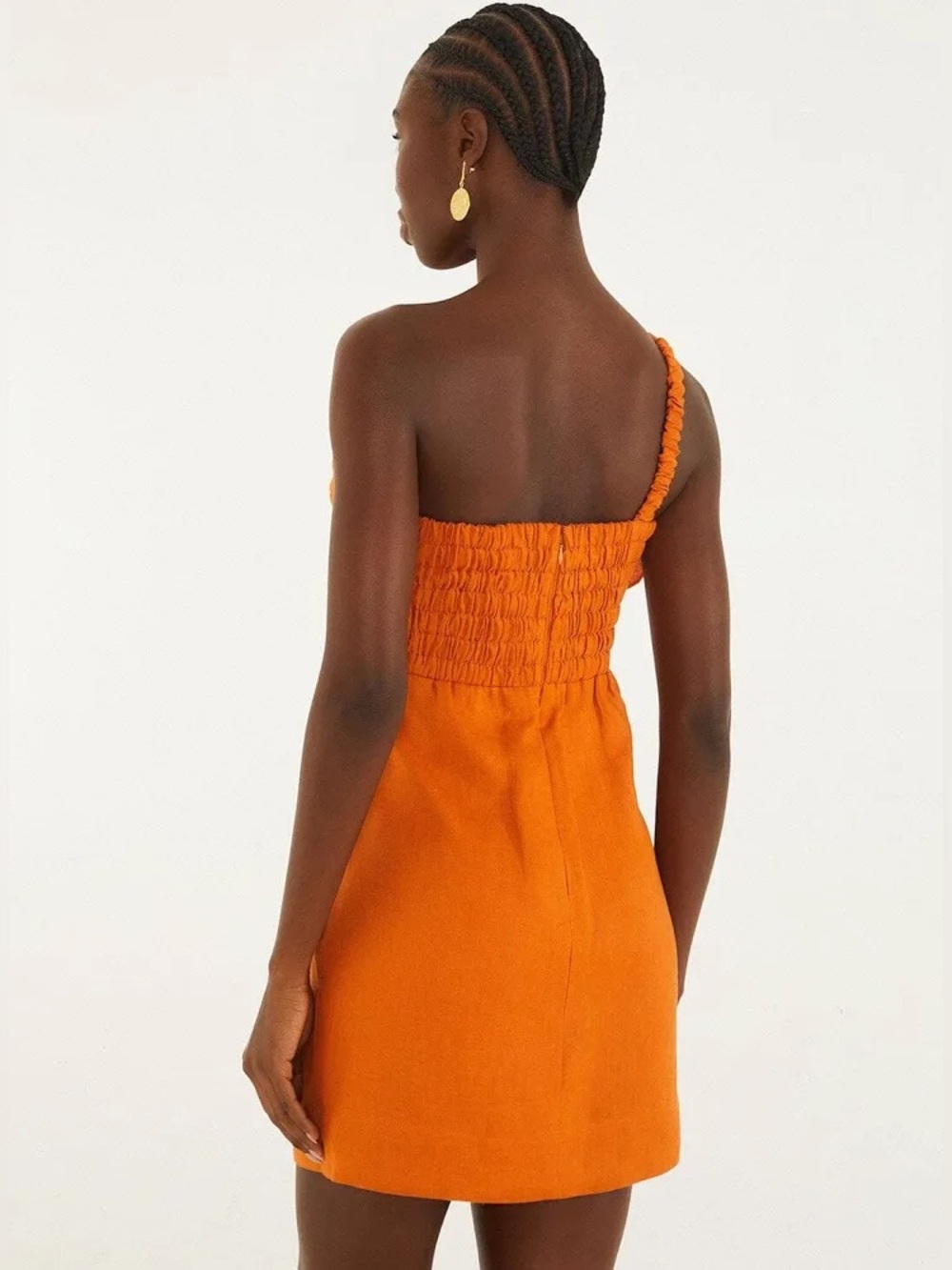 Farm Rio One-Shoulder Orange Mini Flower Dress - Picture 2 of 6